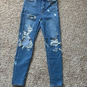 American Eagle Outfitters Blue Distressed Skinny Jeans